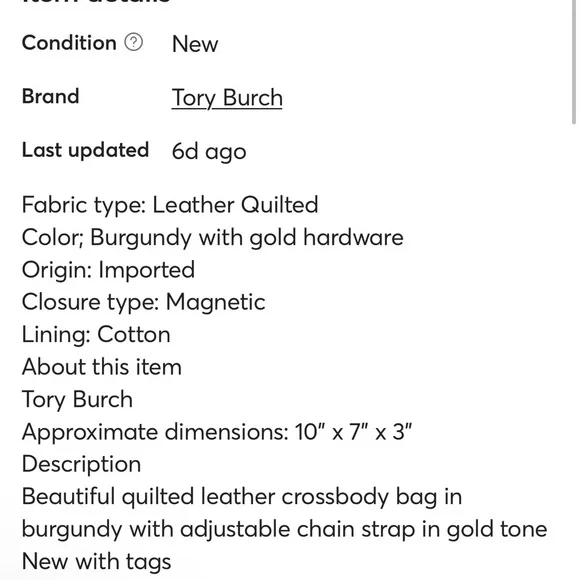 NWT Tory Burch Red Quilted Crossbody Small Leather Bag - Picture 12 of 16